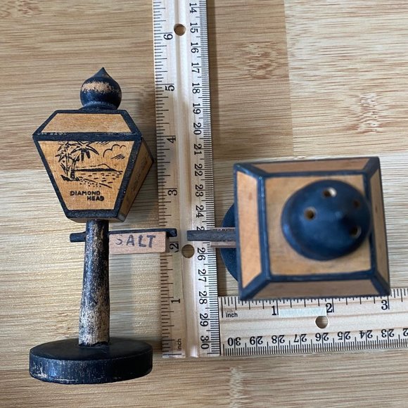 Vintage Wood Salt & Pepper Shakers - Light Posts, Maracas, & Barrels - Picture 14 of 16